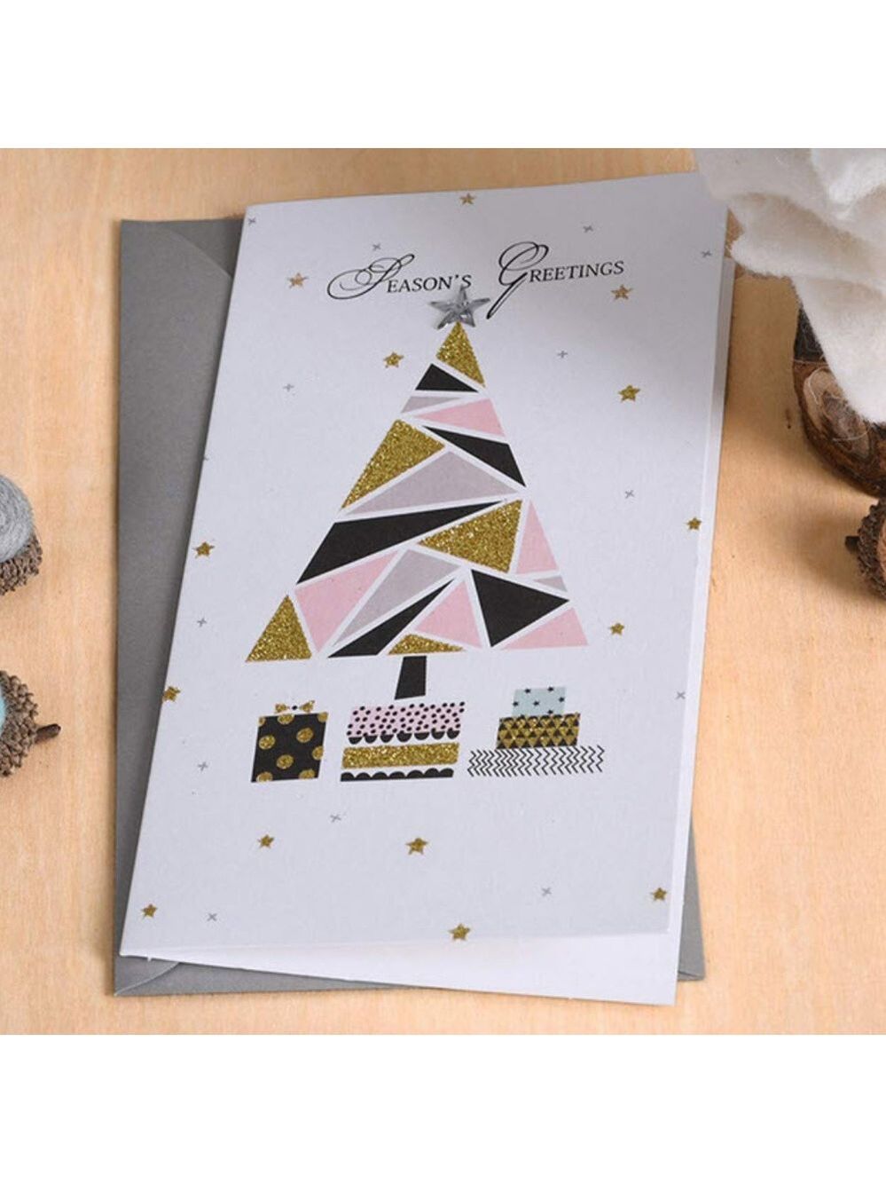 Season's Greetings Christmas tree greeting cards